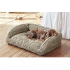 image:imageOrvis ComfortFillEco Couch Dog Bed  Plush ThreeSided Bolster with ComfortFillEco Cushion Quilted Cover ZipOff amp Machine Washable Heathered Khaki  MediumCharcoal Chevron