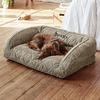 image:imageOrvis ComfortFillEco Couch Dog Bed  Plush ThreeSided Bolster with ComfortFillEco Cushion Quilted Cover ZipOff amp Machine Washable Heathered Khaki  MediumCharcoal Chevron