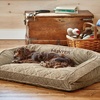 image:imageOrvis ComfortFillEco Couch Dog Bed  Plush ThreeSided Bolster with ComfortFillEco Cushion Quilted Cover ZipOff amp Machine Washable Heathered Khaki  MediumBrown Tweed