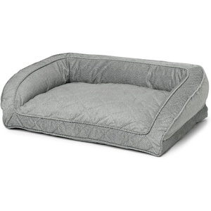 image:imageOrvis ComfortFillEco Couch Dog Bed  Plush ThreeSided Bolster with ComfortFillEco Cushion Quilted Cover ZipOff amp Machine Washable Heathered Khaki  MediumGrey Tweed