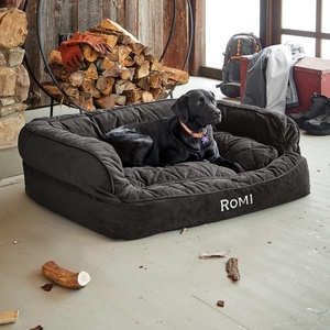 image:imageOrvis ComfortFillEco Deluxe Dog Bed  Deep Removable Cushion with Recycled ComfortFillEco Padding and Durable Quilted Cover Slate  LargeSlate