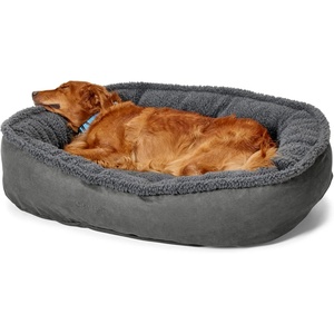 image:imageOrvis ComfortFillEco Fleece Wraparound Dog Bed  Soft Dog Beds with 360Degree Support for Small Medium Large Dogs Gun Metal  LGunmetal