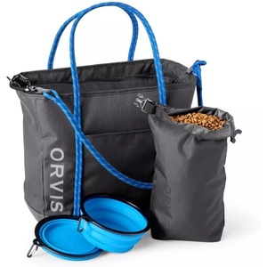 image:imageOrvis Tough Trail Dog Travel Tote Kit  Portable Pet Feeder with Collapsible Travel Bowls for OntheGo Adventures AsphaltAsphalt